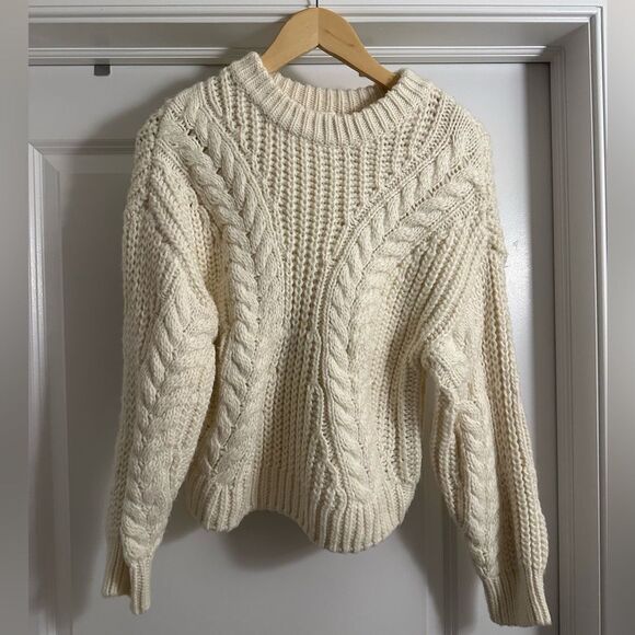 H&M Mock Neck Cream Knit Sweater Size X-Small - Picture 1 of 5